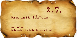 Krajcsik Tácia névjegykártya